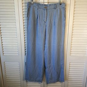 J. Jill Denim Blue Chambray 100% Tencel Lyocel Lagenlook Wide Leg Pants 12